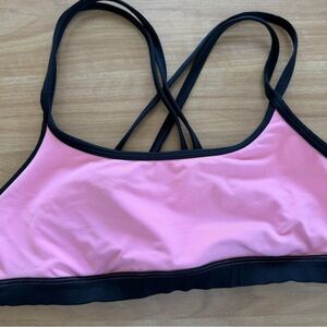 Victoria's Secret Pink and Black Cross-Back Sports Bra